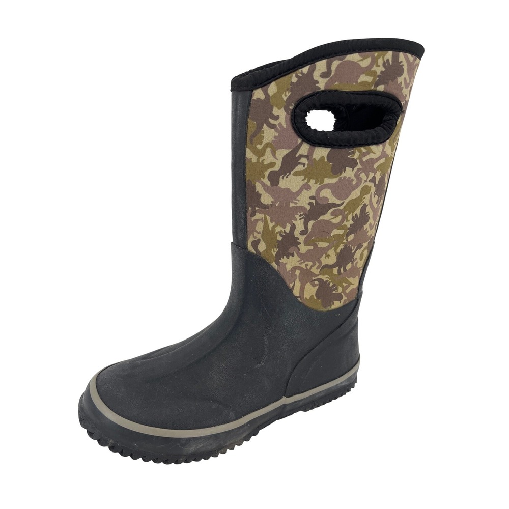 Lone Cone Mud Boots Kids 13 Black Dinosaur Camo Excellent Neoprene Waterproof